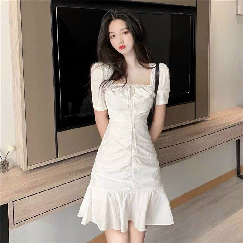 Đầm tiểu thư tay phồng, đầm hàn quốc xinh xắn, đầm xòe đuôi cá, có size lớn