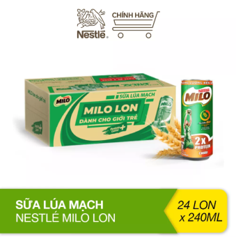 Thùng 24 lon sữa lúa mạch Nestlé Milo (24 x 240ml)