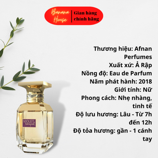 Nước Hoa Nữ Afnan Violet Bouquet EDP Full Size 80ml mùi hương tinh