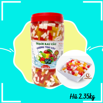 Thạch Trái Cây 3 Màu Cắt Hạt Đại Long - Hũ 2.35kg làm topping trà trái cây, trà sữa ngon tiện lợi.
