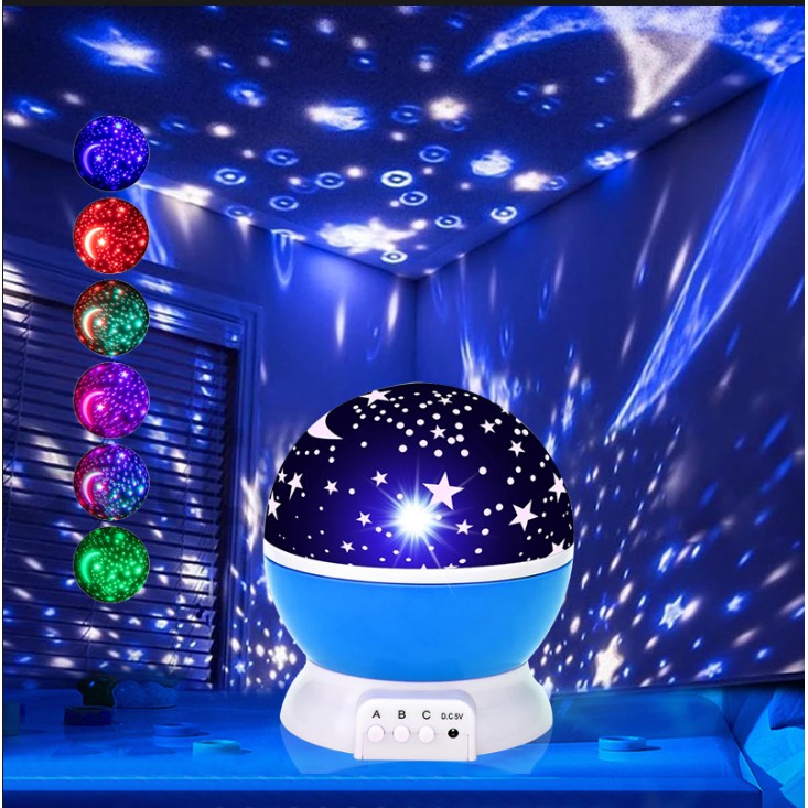 Đèn ngủ chiếu sao bầu trời tự xoay 360 độ, đèn ngủ trang tri, đèn chiếu sao xoay 360 độ
