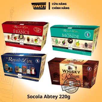 Socola nhân rượu Abtey Pháp Hộp Chữ Nhật 220g, Chocolate rượu Pháp thượng hạng, thơm ngọn đậm vị chính hãng ABTEY Pháp