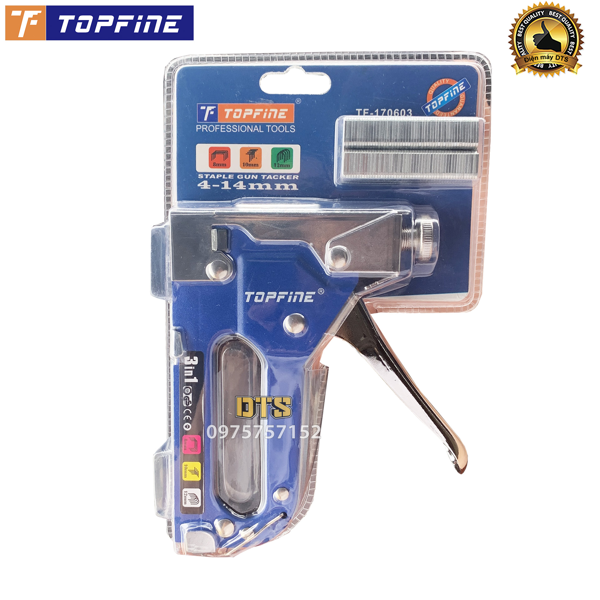 Máy bấm ghim công nghiệp cầm tay đa năng 3 trong 1 TOPFINE súng bắn ghim cầm tay – kìm bắn đinh ghim