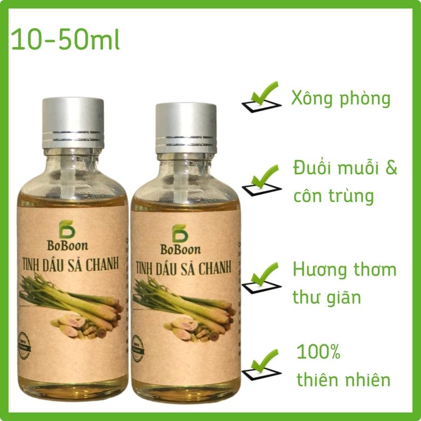 Combo 02 Chai Tinh Dầu Sả Chanh 10-50ml Nguyên Chất BoBoon đuổi muỗi và côn trùng, xông phòng, thư giãn xả stress, massage giảm đau nhức cơ bắp