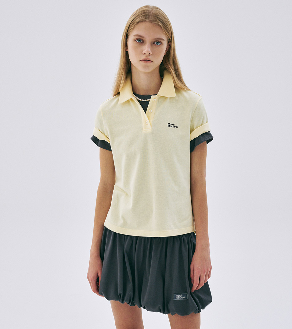[IVE AnYujin PICK] MARDI MERCREDI SLIM FIT ESSENTIAL PIQUET T SHIRT