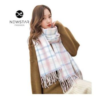 Khăn Dạ Len Hàn Quốc, Khăn Len Dạ Choàng Cổ Kẻ Ô Nhiều Màu, Khăn Choàng Cổ Dạ Len Kẻ Sọc Tua Rua Thời Trang