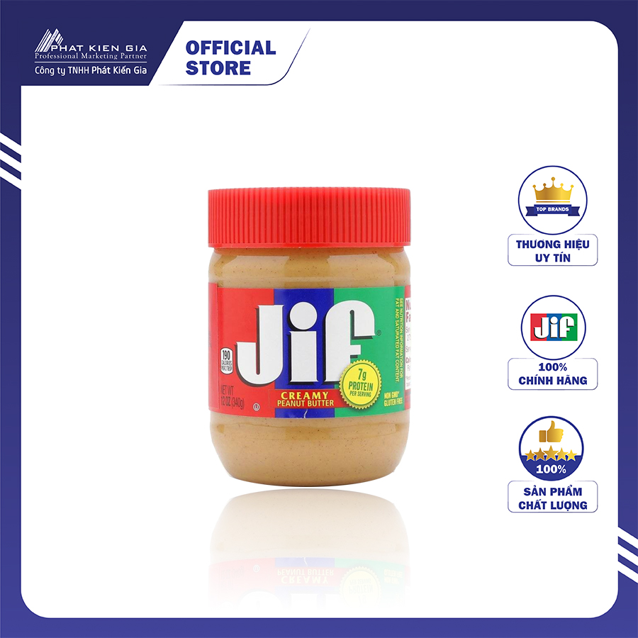 Bơ đậu phộng mịn jif 340g