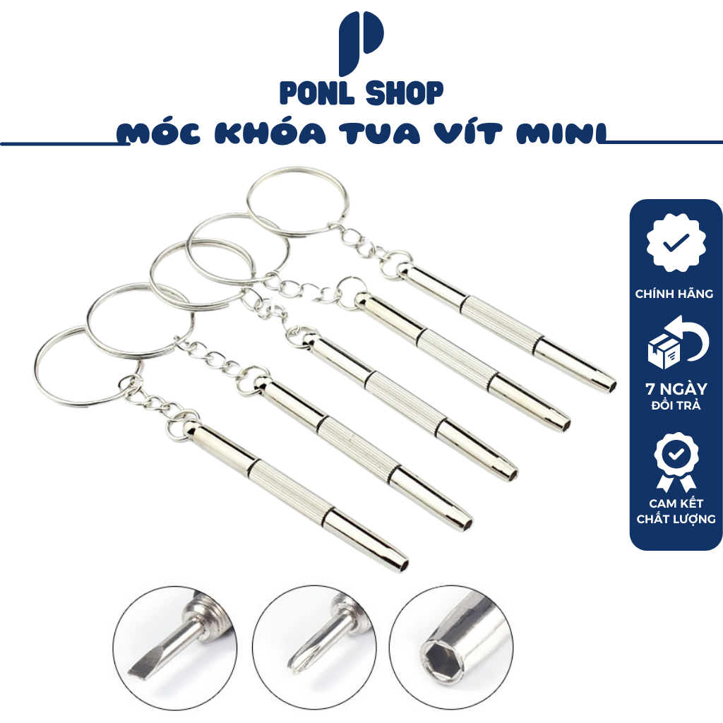 Móc khóa tua vít mini 3in1, tua vít mini 3 trong 1 sửa chữa mắt kính, đồng hồ, điện thoại