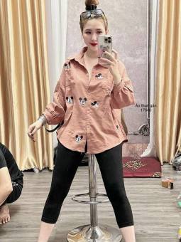 SET BỘ ÁO SƠ MI GẤU QUẦN THUN NGỐ DÀI NĂNG ĐỘNG XINH XINH