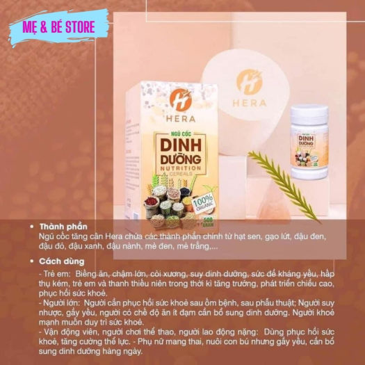 NGŨ CỐC DINH DƯỠNG TĂNG CÂN HERA - Sản Phẩm Cao Cấp Chính Hãng - Đã Được Kiếm Nghiệm và Công Bố