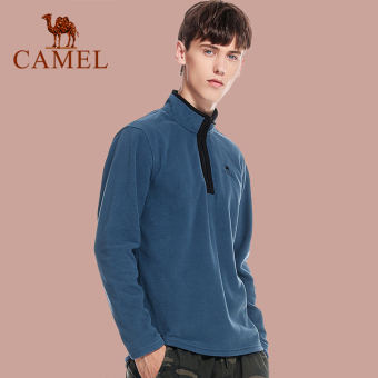 Camel Áo Khoác Lông Cừu Ấm Áp Ngoài Trời Cho Nam Áo Lông Cừu Có Khóa Kéo Cổ Đứng