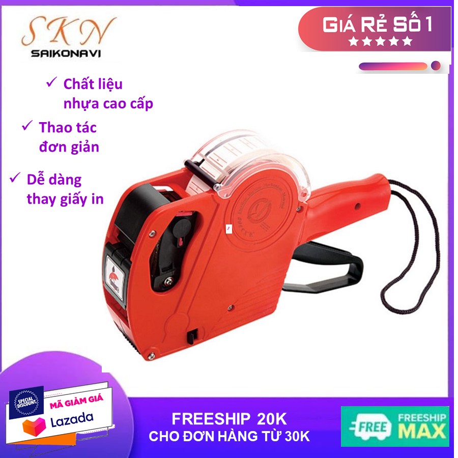 Máy bắn giá tiền dạng tem dán - dụng cụ in tem giá tiền đồ dùng cho cửa hàng - tặng kèm giấy in và mực