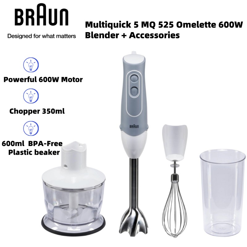 Braun Multiquick 5 MQ 525 Omelette 600W Blender + Accessories White