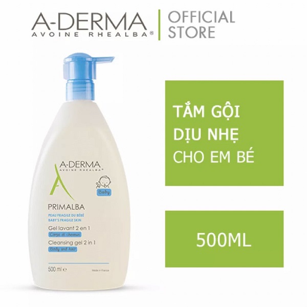 Gel tắm gội toàn thân a-derma 500ml dịu nhẹ cho bé aderma primalba gentle cleansing gel 2 in 1 500ml
