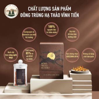 Đông Trùng Hạ Thảo Vĩnh Tiến Nguyên Chất Sấy Khô Hộp 10g - Cordyceps Militaris - Vĩnh Tiến Wellness
