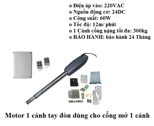 Mô tơ 1 cánh tay đòn C02 ( 1 cánh tay đòn + mạch điều khiển và 2 remote)
