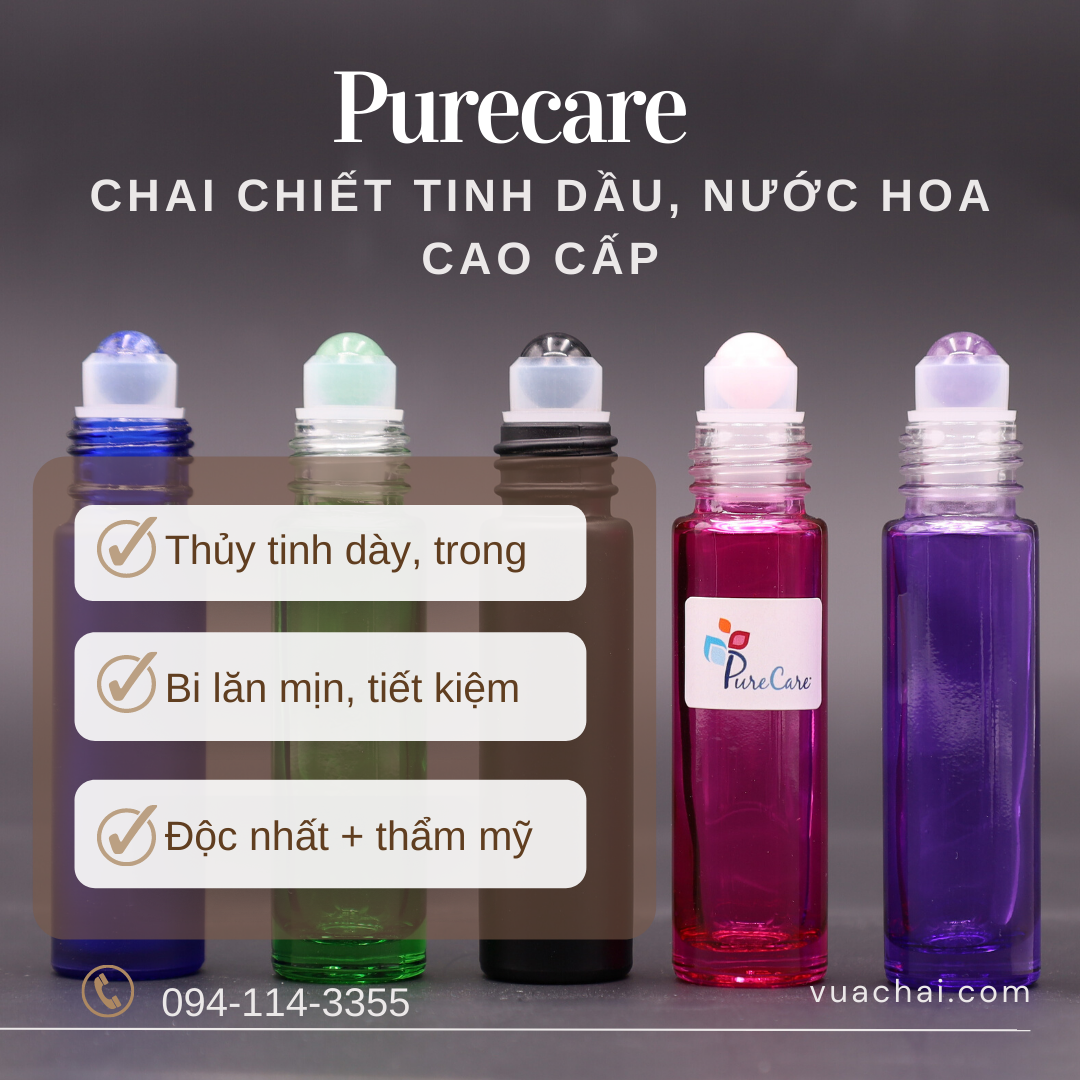 THỦY TINH DÀY - Chai bi lăn 5ml 10ml Nhiều màu Gradient Ombre cao cấp chiết nước hoa, tinh dầu, Bi thép không gỉ, du lịch, Tiết kiệm hơn