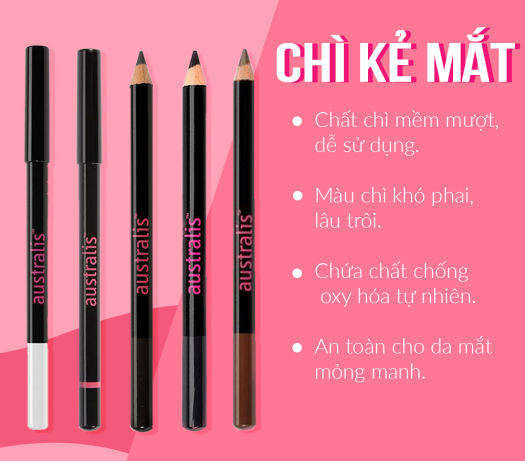 Chì Kẻ Mắt (Dạng Chuốt) Australis Eye Pencil-Hàng Úc Chính Hãng