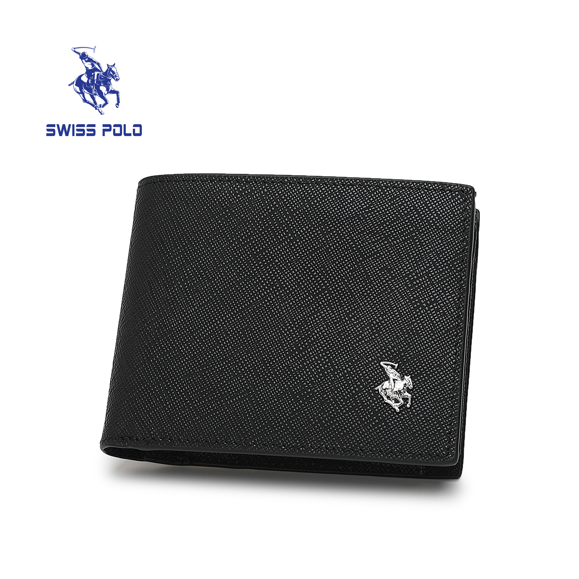 SWISS POLO Genuine Leather RFID Short Wallet SW 179-4 BLACK