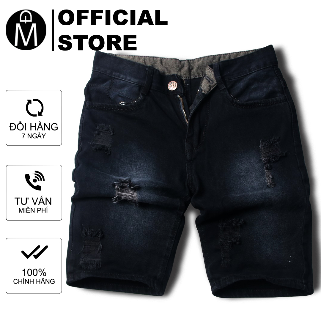 Quần short jean nam đen rách đẹp Q417 MUIDOI quần đùi nam thời trang