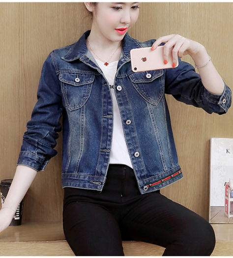 Áo Khoác Jean Nữ Đính Viền Màu