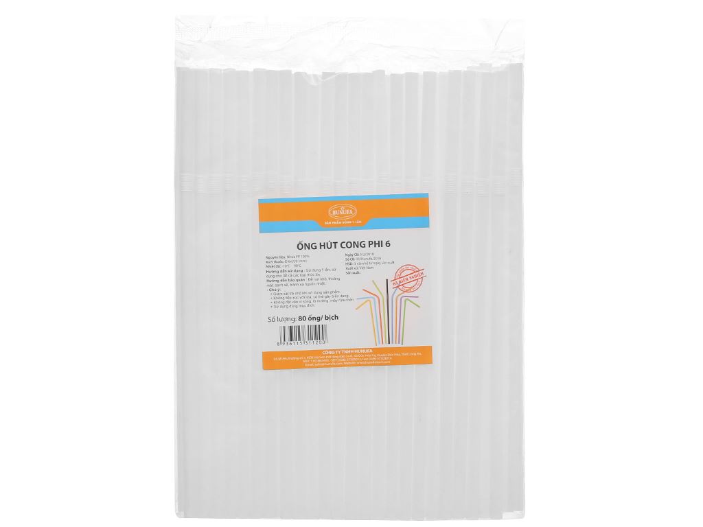 Ống hút nhựa cong Hunufa 20cm