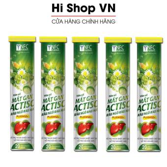 Combo 5 tuýp sủi Actiso Râu ngô Rau má mát gan bổ sung vitamin PP, B, C giải độc gan, bổ gan - Tuýp 20 viên