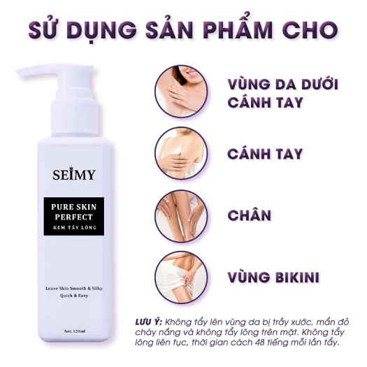 Combo Kem Tẩy Lông_ Seimy Pure Skin Perfect ( Gồm kem và serum dưỡng) Triệt Sạch Lông Chỉ Sau 5 Phút sử dụng