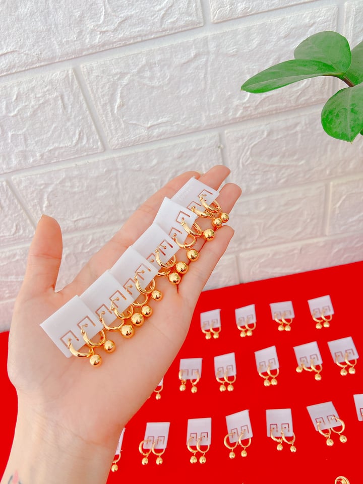 Bông tai bi nhỏ vàng tây non tuổi nữ