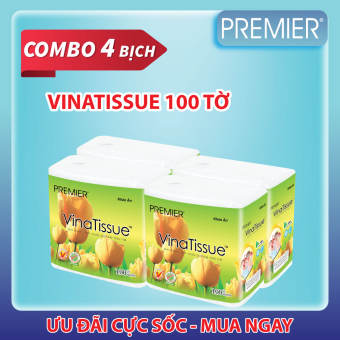Combo lốc 4 Khăn giấy ăn Premier VinaTissue 100 tờ