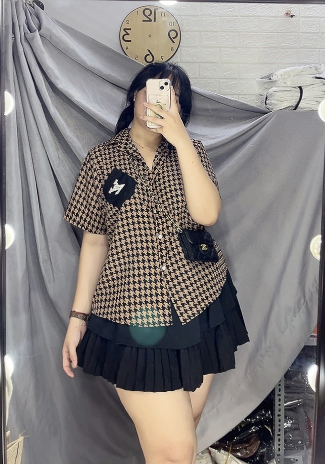 Áo sơmi nữ bigsize sang chảnh họa tiết .