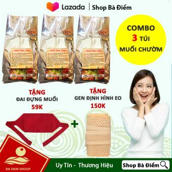 Combo 3 Muối Chườm Nóng Thảo Dược | Giảm Đau Nhức, Săn Eo, Giảm Bụng, Giữ Ấm Cơ Thể | Tặng Gen Bụng + Đai Đựng Muối | muoi chuom bung, túi chườm muối, muối thảo dược, muối chườm sau sinh - Shop Bà Điểm