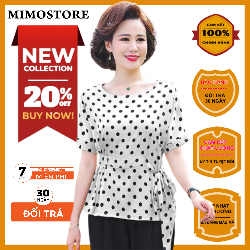 Áo kiểu trung niên nữ u40 u50 sang trọng Mimo Store fom suông  áo sơ mi nữ công sở  áo kiểu nữ trung