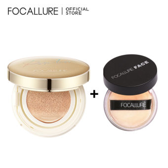 Combo Focallure Cushion BB Lì Chống Thấm Nước Và Phấn Phủ Kiểm Soát Dầu
