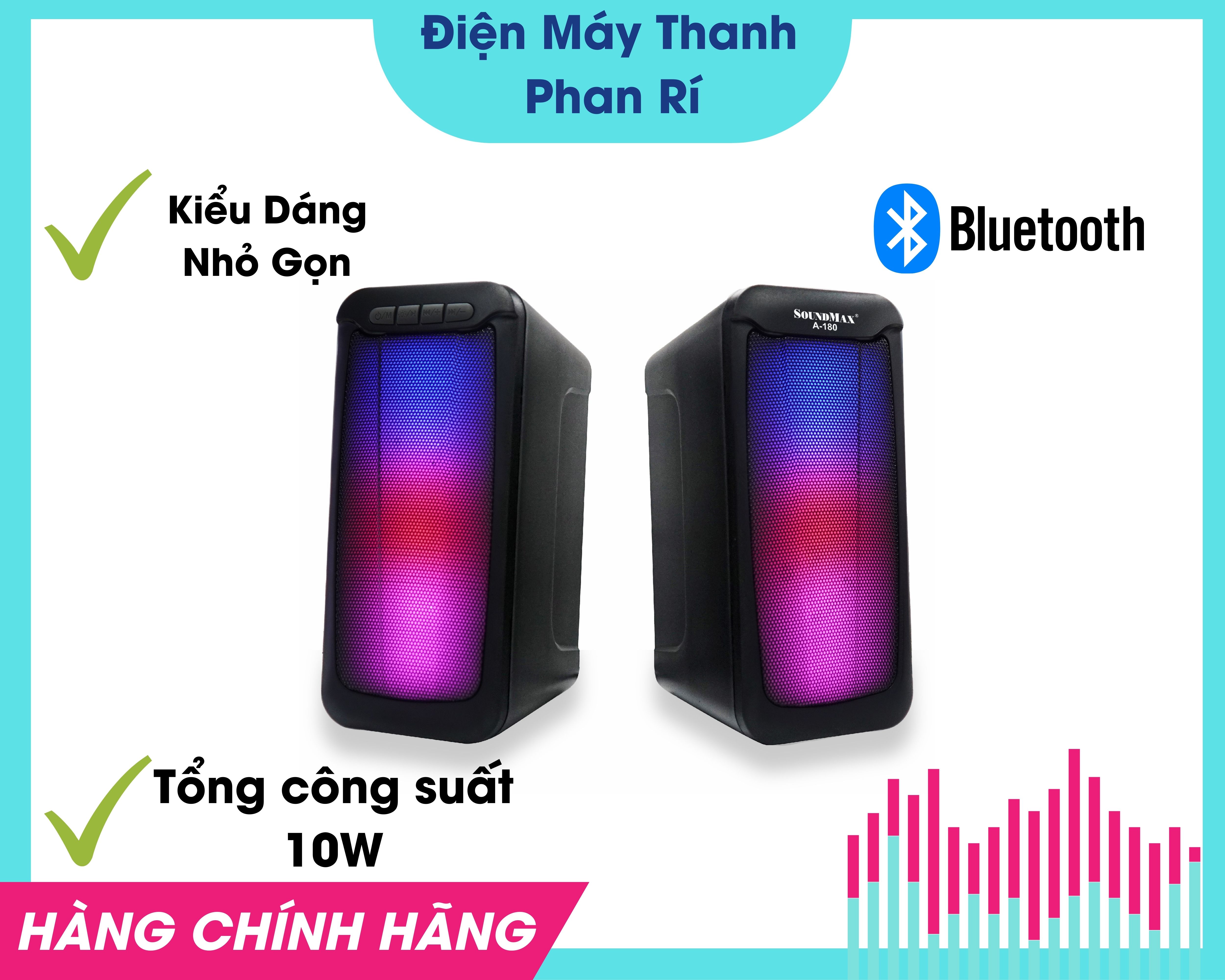 Loa vi tính soundmax a180 hổ trợ bluetooth, đèn led rgb hiện đại