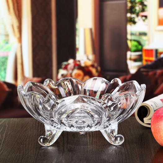 Đĩa Thủy Tinh Cao Cấp Đựng Trái Cây 3 Chân. Khay đựng trái cây. Dĩa để trái cây lớn