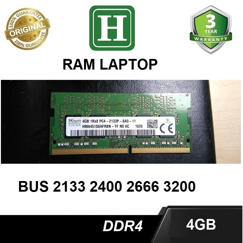 LAPTOP MEMORY RAM DDR4 4GB BUS 2133 3 year warranty