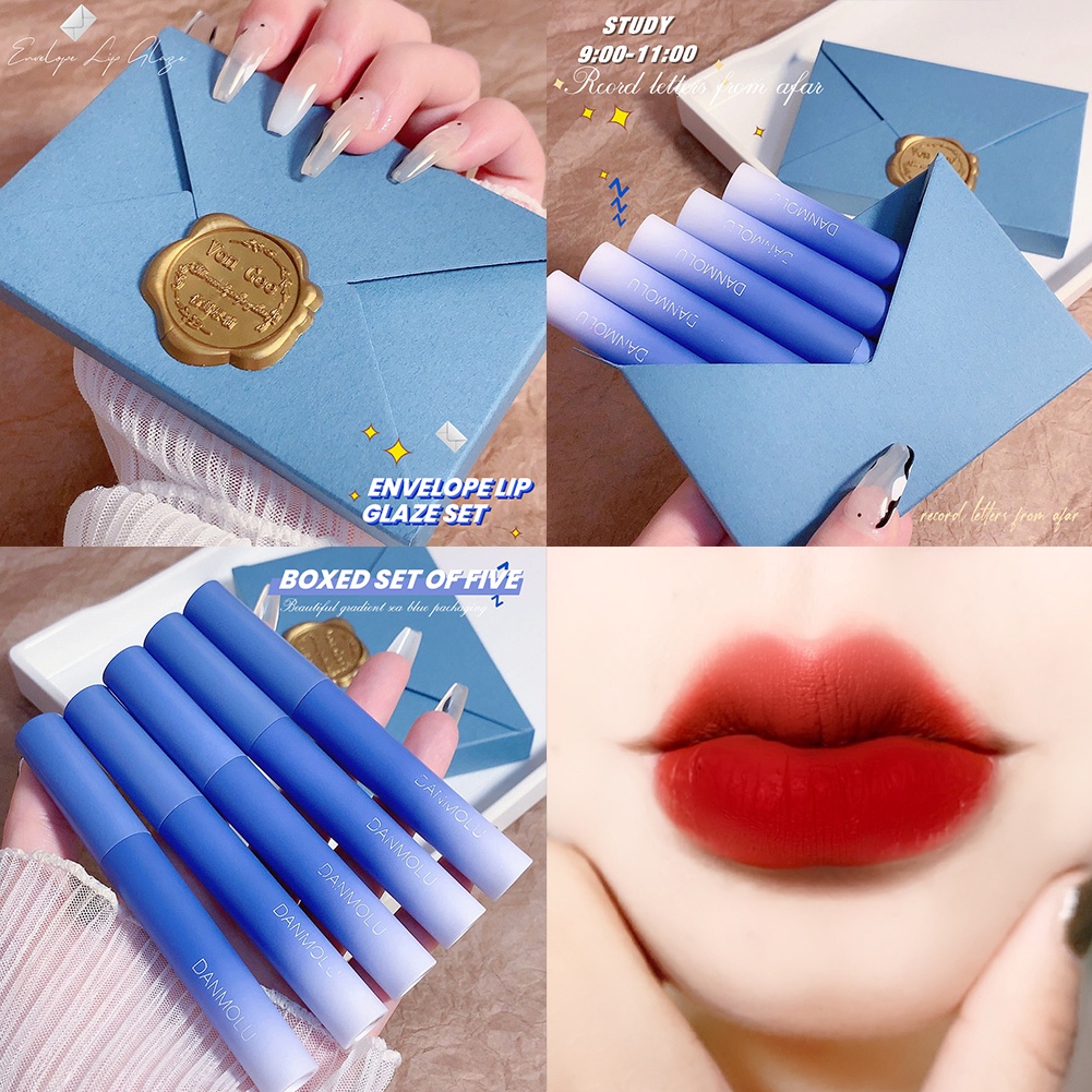 Set Son môi chống thấm nước Vongee 5 cây bao thư sang chảnh