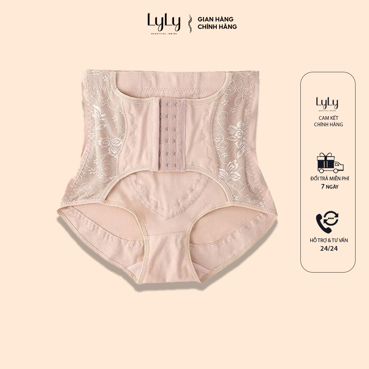 Quần gen nịt bụng giảm mỡ Lyly Lorem QG002 3 khuy cài co giãn dễ chịu không gập khi ngồi