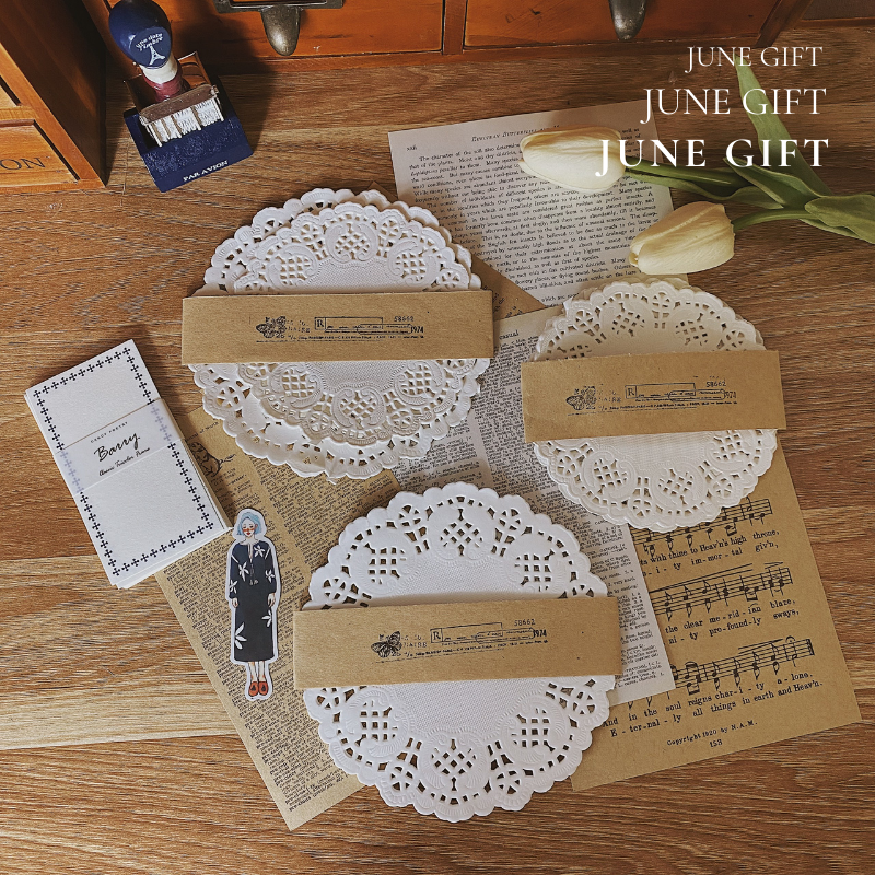 Set 20 giấy ren làm bullet journal, trang trí sổ vintage