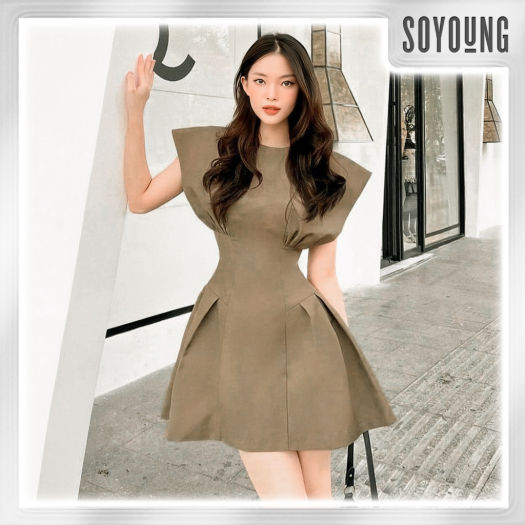 Đầm thiết kế, váy nữ dáng suông LA MỘC cổ tròn, chất liệu kate xô Hàn Quốc  giá sỉ, giá bán buôn - Thị Trường Sỉ