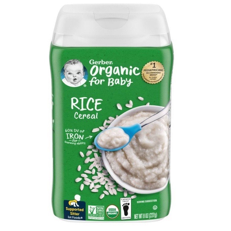 MẪU MỚI Bột ăn dặm Gerber Gạo nguyên liệu organic cho bé từ 4 tháng tuổi