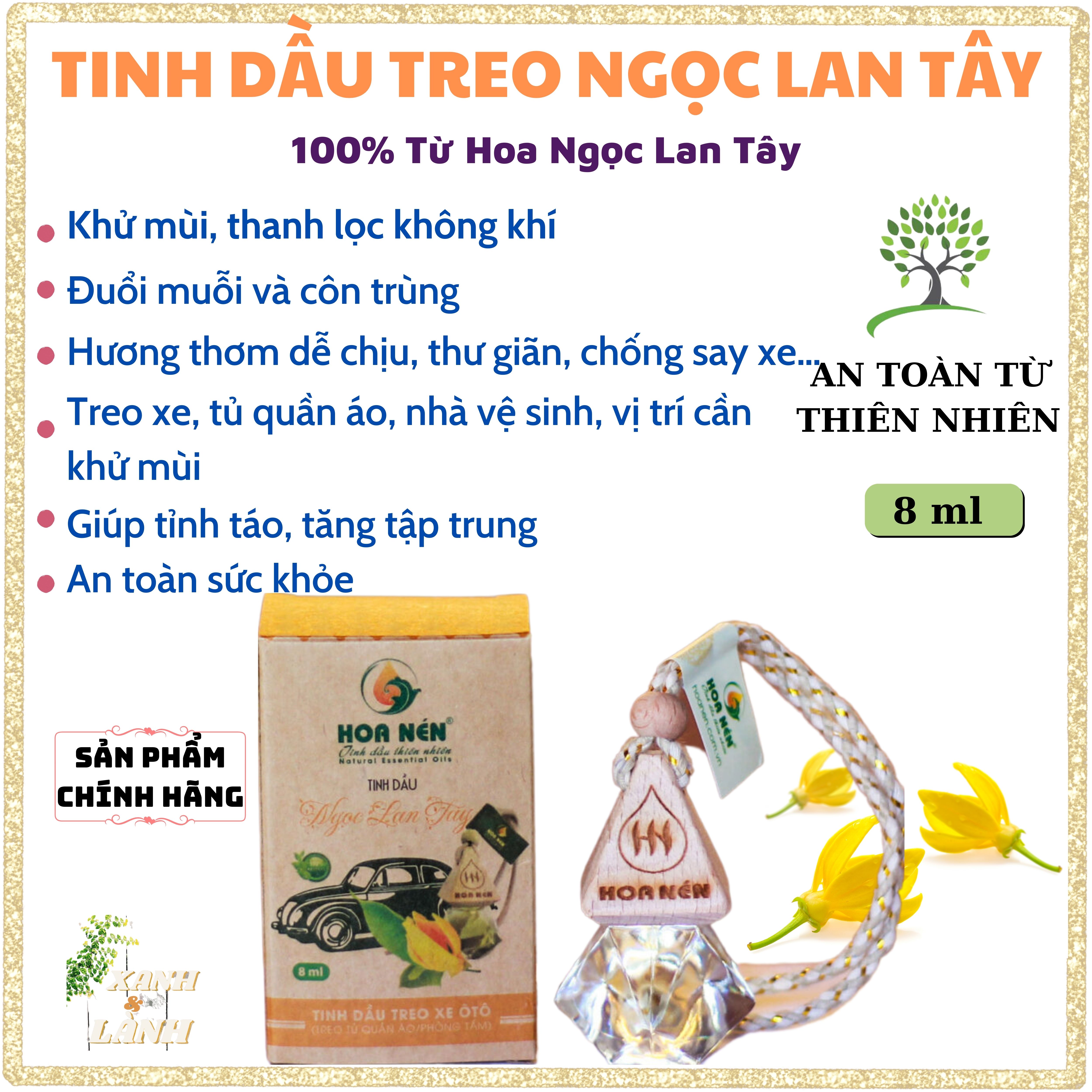 Tinh Dầu Ngọc Lan Tây HOA NÉN 8 ML Khử Mùi Xe Ô Tô, Tỏa Hương Tự Nhiên, Dễ Chịu, Chống Say Xe,Lưu Hương Thơm Tủ Quần Áo, Khử Mùi Ẩm Móc Mang Đến Hương Thơm Tươi Mới Dạng Treo