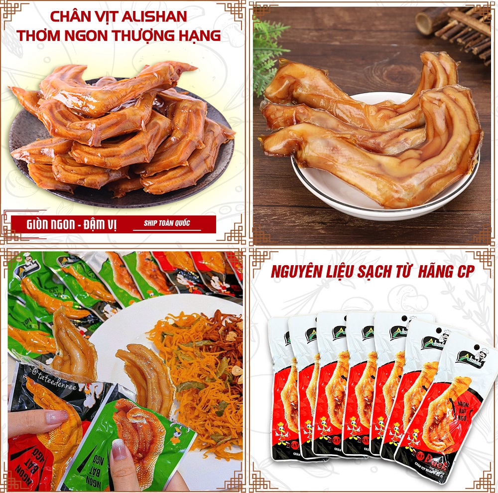 Chân vịt Việt Nam hãng Alishan, chân vịt ủ xì dầu tỏi ớt vị cực phê ăn cực đã, đồ ăn vặt uống bia cực ngon, KV03, Bambu Food