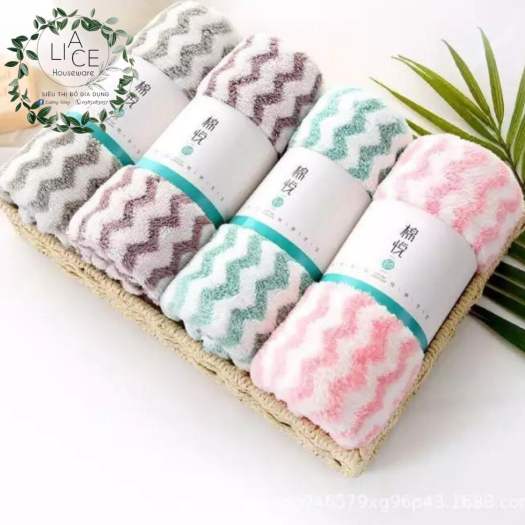 Khăn mặt lông cừu hàn quốc-khăn hàn quốc kẻ sọc