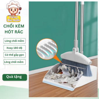Chổi quét nhà thông minh 2in1kèm hót rác cán dài giúp phân loại tiện dụng, có thể xoay 360 độ chất liệu nhựa cao cấp