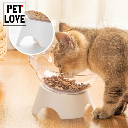 Pet Cat Dog Elevated Bowls 15 Degree Raised Food Container With Stand Single Bowls