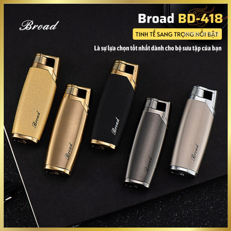 Bật Lửa-Hộp Quẹt BD-418 Cao Cấp Xài Gas Lửa Khò Tia Vỏ Kim Loại Cực Đẹp (Không Gas)