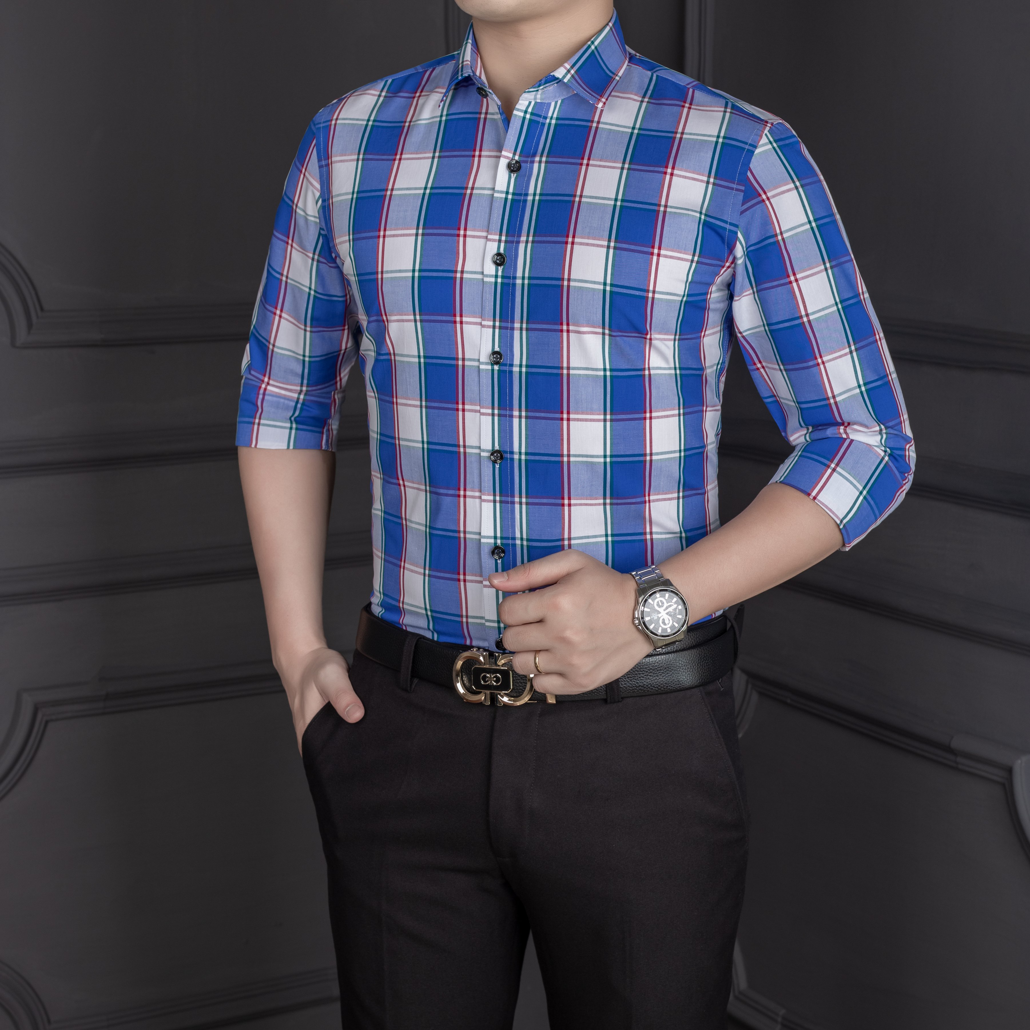 [4.4 HOÀN TIỀN 15%]Áo sơ mi nam, áo sơ mi kẻ công sở cao cấp thiết kế độc quyền Zento. chất cotton ( ảnh thật)