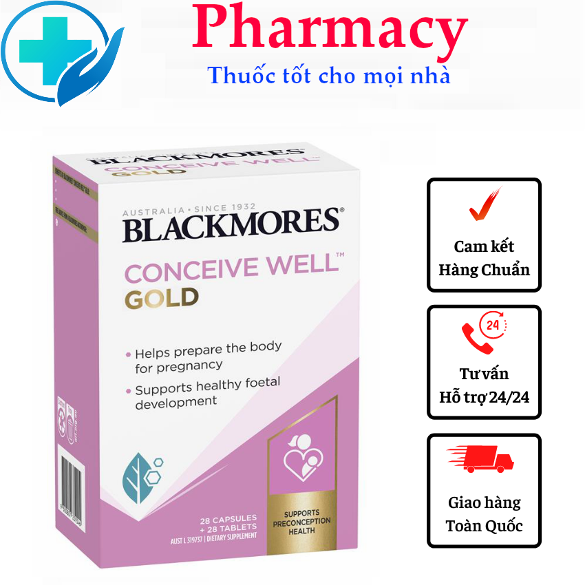 Viên uống bổ trứng Blackmores Conceive Well Gold 56 viên của Úc mẫu mới